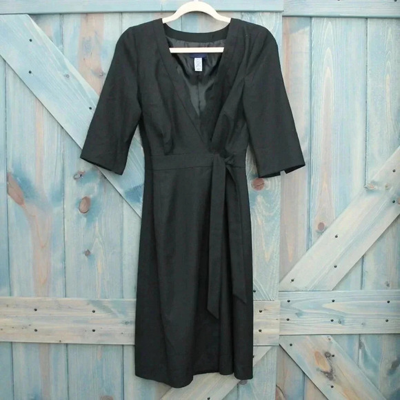 J. Crew Dresses & Skirts - J Crew Black Wool Wrap Dress Size 4 Small